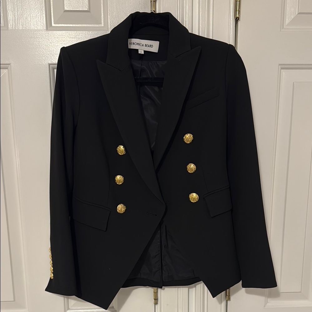Veronica Beard Black Miller Dickey Blazer with Gold Buttons